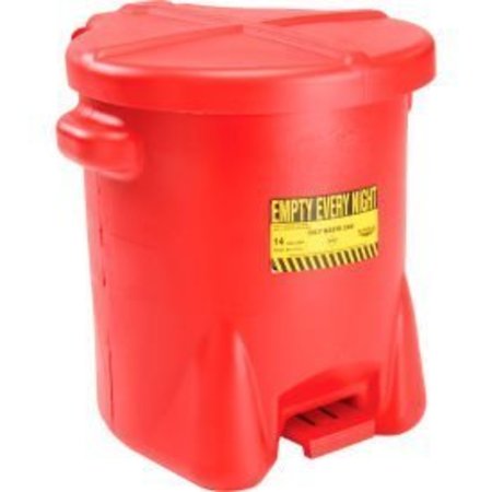 JUSTRITE Eagle 14 Gallon Poly Waste Can W/ Foot Lever, Red - 937FL 937FL